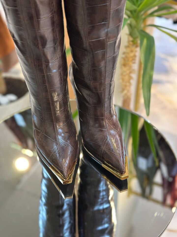 İthal Deri Kroko Çizme