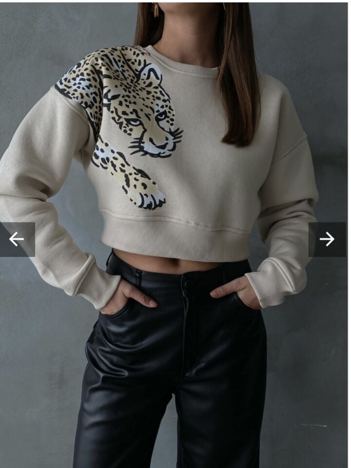 Kaplan baskılı sweatahirt