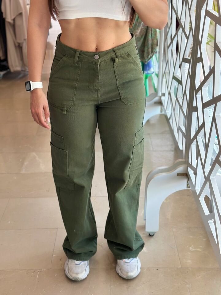 Gabardin kargo pantolon