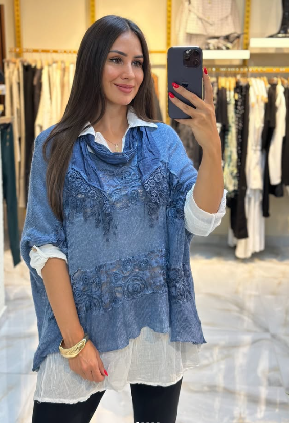 Dantelli 2'li Bluz Tunik