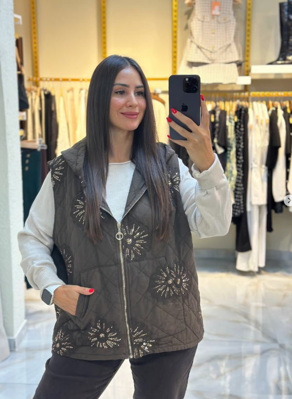 Krizantem Kapşonlu İthal Yelek