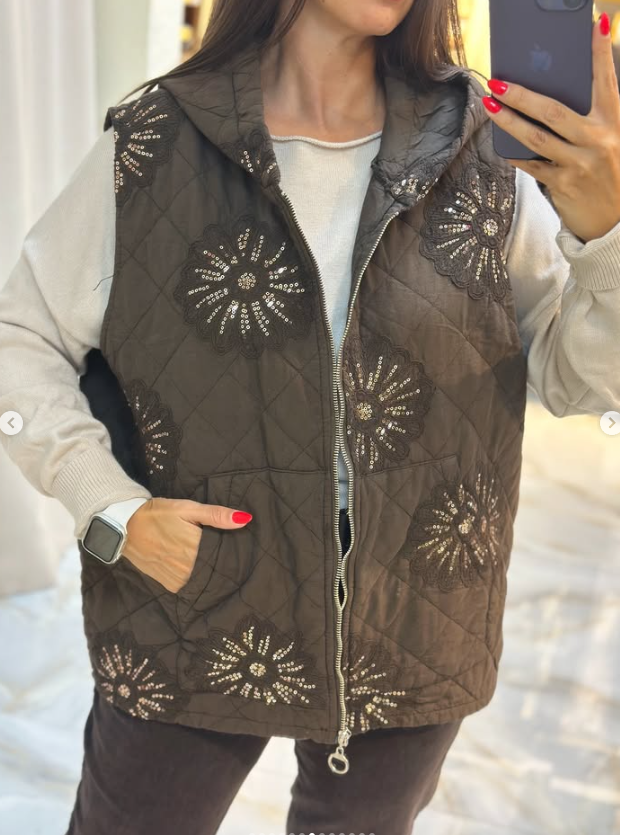 Krizantem Kapşonlu İthal Yelek