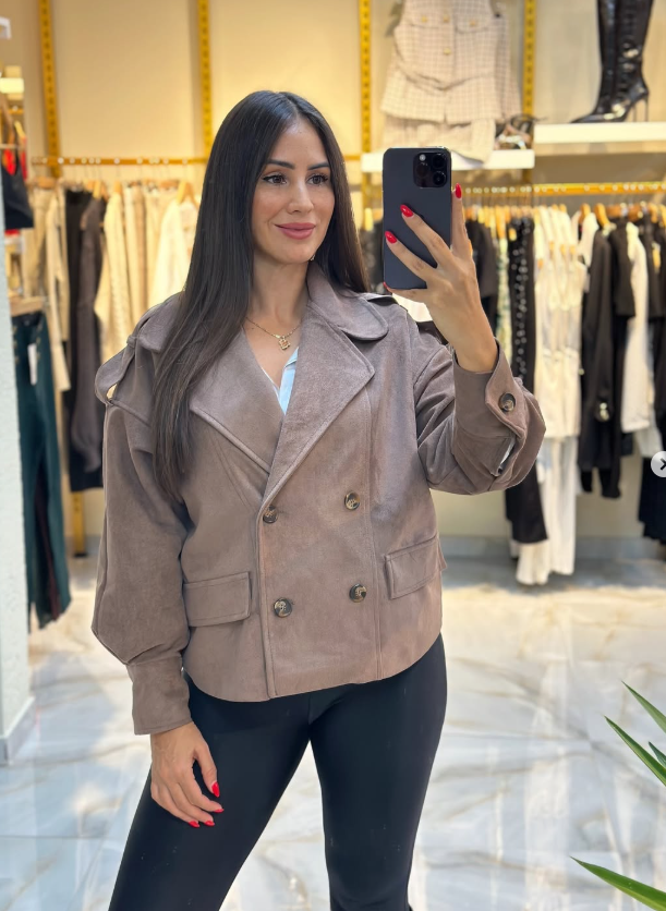 Süet Düğmeli Ceket