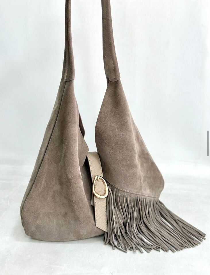 Hakiki Deri Uzun Püsküllü Çanta