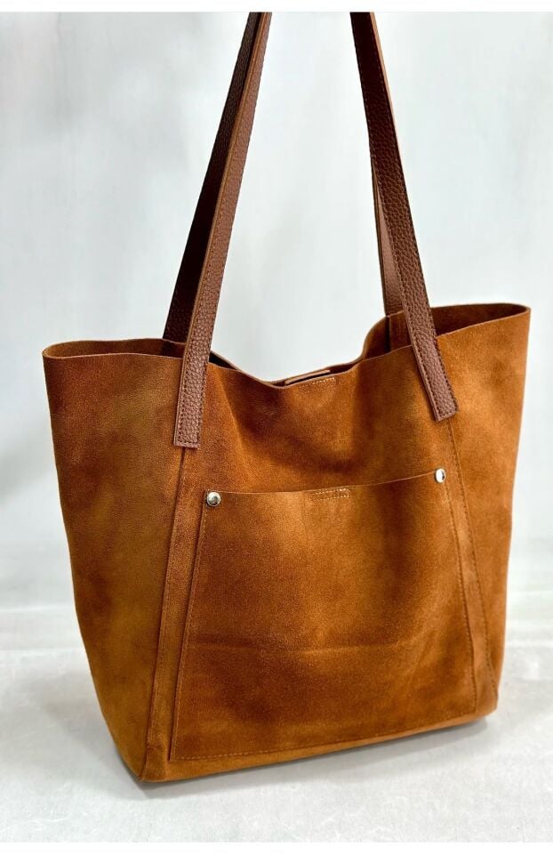 Hakiki Deri Kare Büyük Çanta