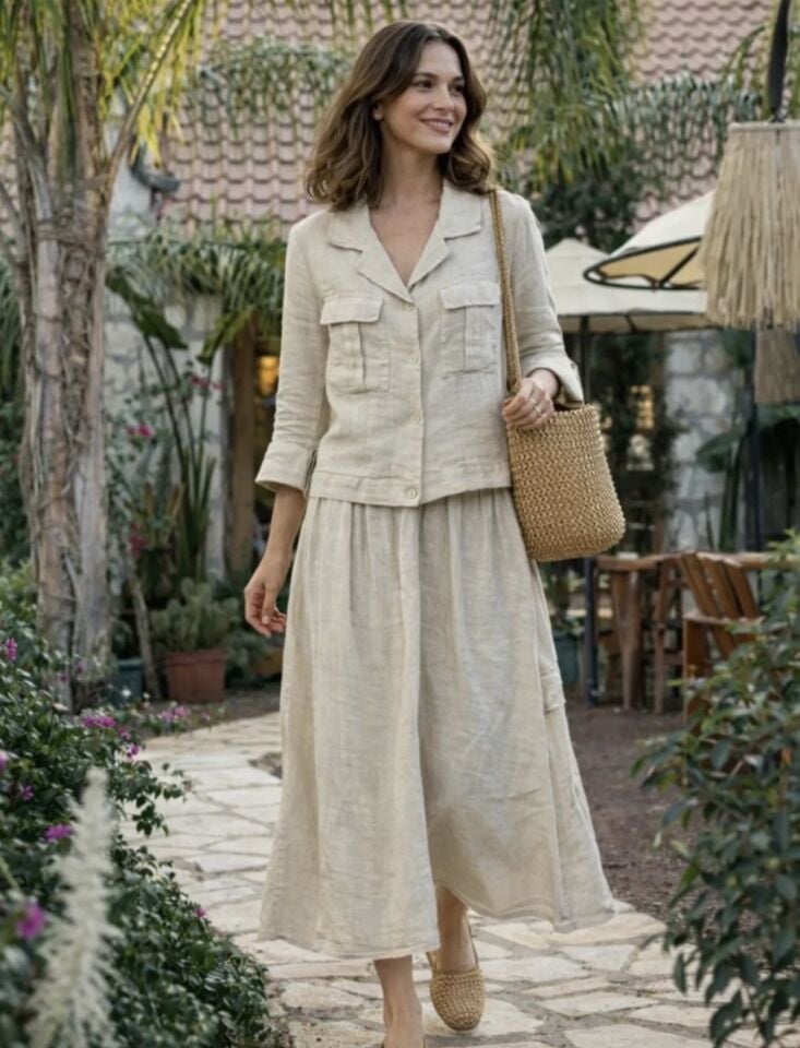 İthal etekli keten takım