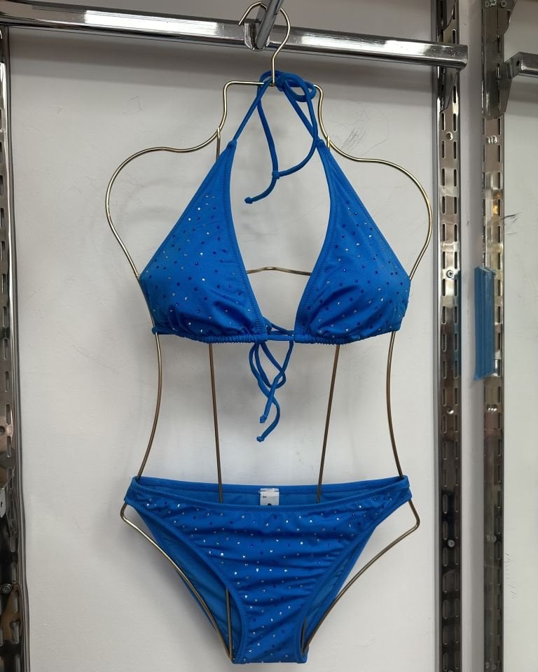 TASARIM MAVİ TAŞLI BİKİNİ