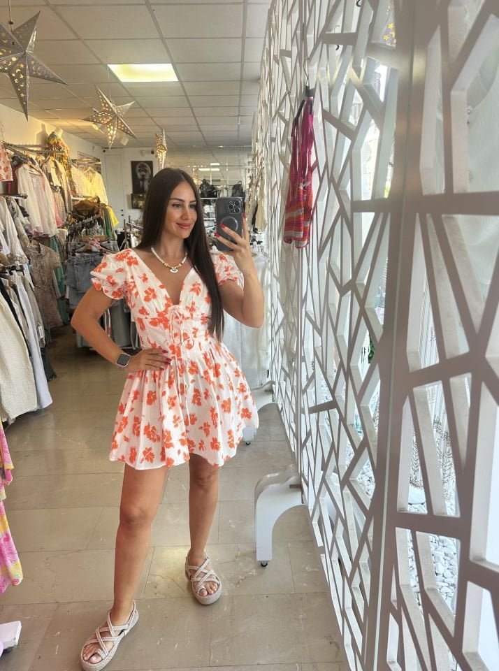 Poplin çiçekli elbise