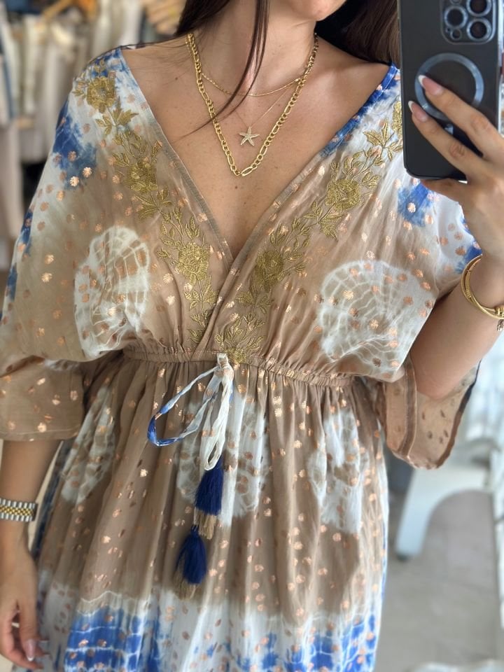 Batik desenli uzun ithal elbise